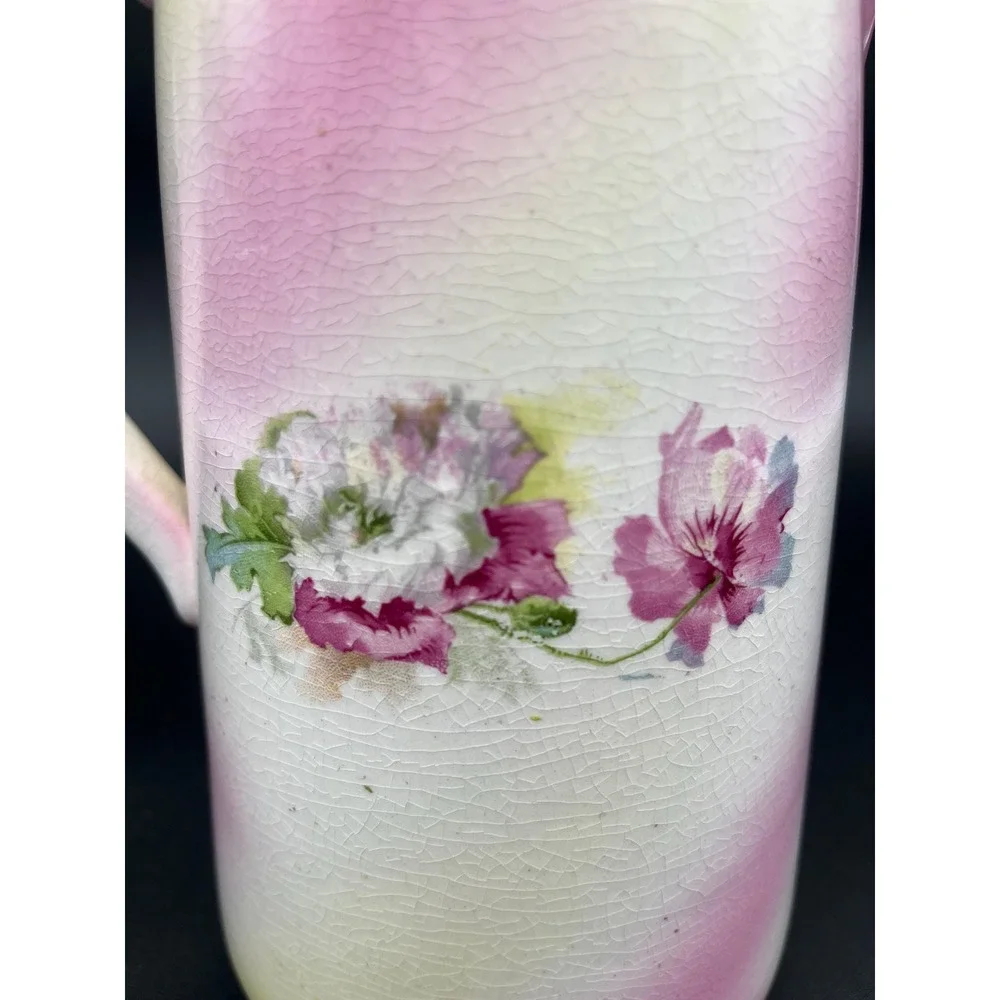 Victorian Pitcher Antique Gold Medal Floral Pitcher Owen China Co Vase